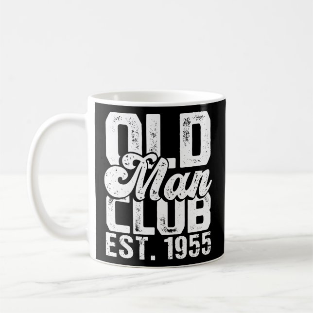 Mens Old Man Club Est 1955 Funny Senior Citizen Kaffemugg (Vänster)