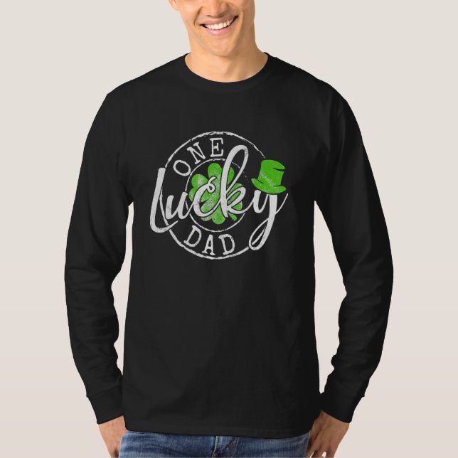 Mens One Lucky Dad Funny Father Irish Clovers St P T Shirt (Framsida)