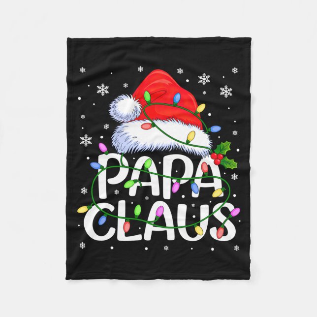 Mens Papa Claus Christmas Lights Long Sleeve  Fleecefilt (Framsidan)