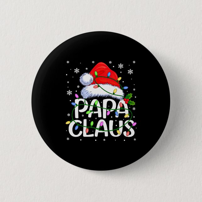 Mens Papa Claus Christmas Lights Long Sleeve  Knapp (Framsida)