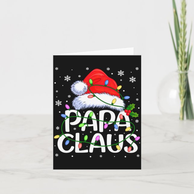 Mens Papa Claus Christmas Lights Long Sleeve  Kort (Framsida)