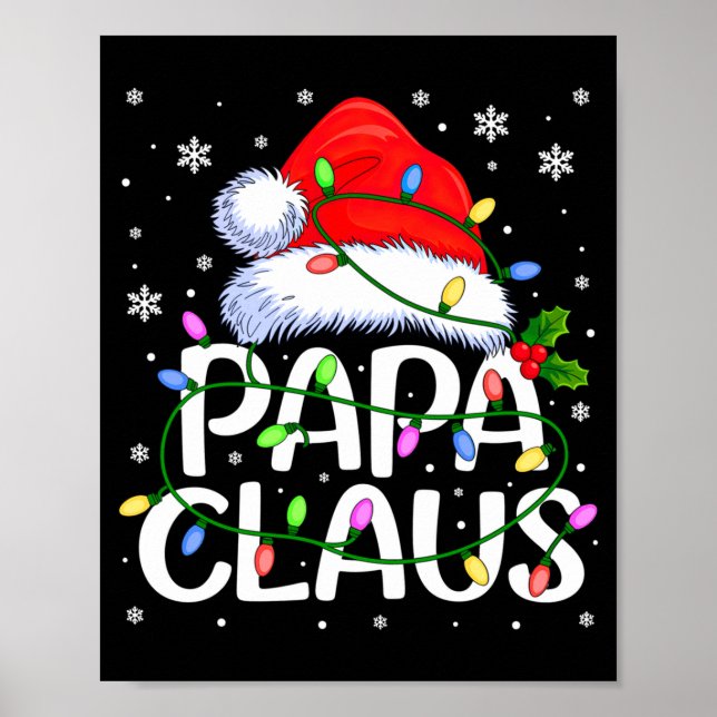 Mens Papa Claus Christmas Lights Long Sleeve  Poster (Framsidan)