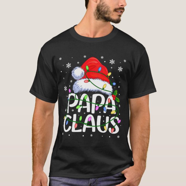 Mens Papa Claus Christmas Lights Long Sleeve  T Shirt (Framsida)