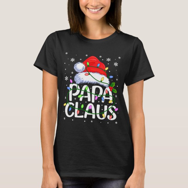 Mens Papa Claus Christmas Lights Long Sleeve  T Shirt (Framsida)