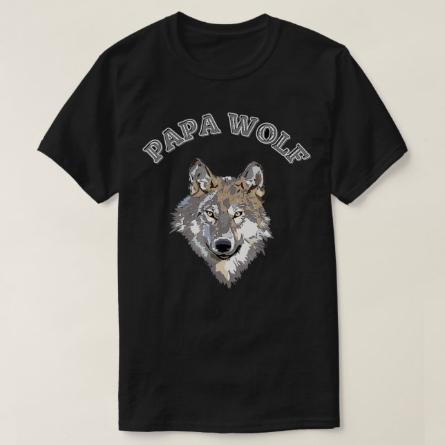 Mens Papa Wolf Tshirt Funny Camping Matching Famil T Shirt (Design framsida)