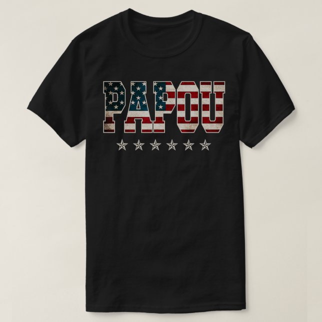 Mens Papou Gift Father's Day American Flag 4th of  T Shirt (Design framsida)