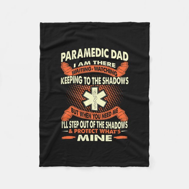 Mens Paramedic Dad Waiting Protect Father's Day Fleecefilt (Framsidan)