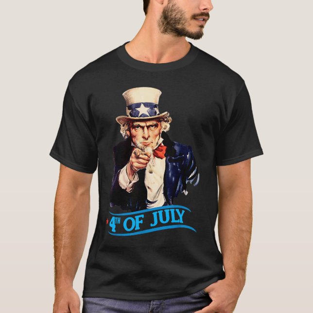 Mens Patriotic Uncle Sam 4th Of July Independence  T Shirt (Framsida)