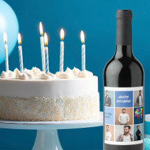 Mens Photo Collage Custom Blue Birthday Party