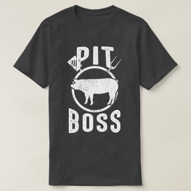 Mens Pit Boss Shirt BBQ Funny Pitmaster Pig Grilli T (Design framsida)
