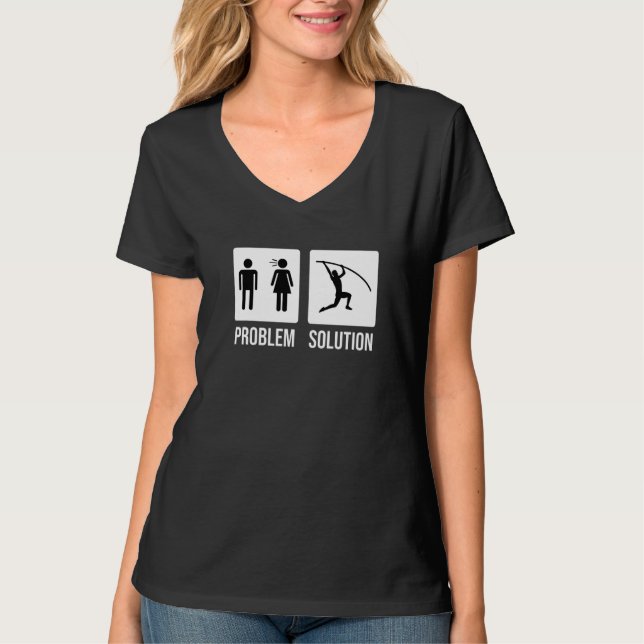 Mens Pole Vault Vaulter Jump Problem Solution   T Shirt (Framsida)