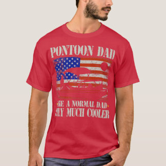 Mens Pontoon Dad Boating American Flag 4th of July T Shirt