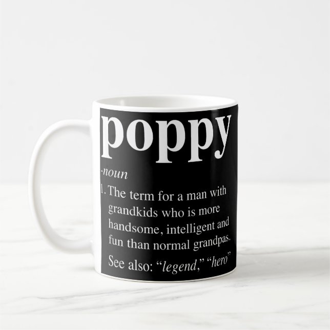 Mens Poppy Definition Funny Dictionary Entry for Kaffemugg (Vänster)