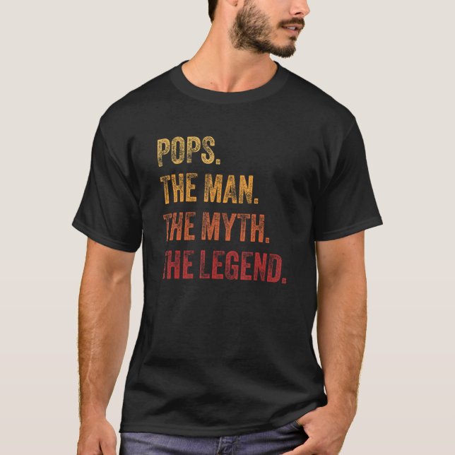 Mens Pops The Man The Myth The Legend Retro Father T Shirt (Framsida)