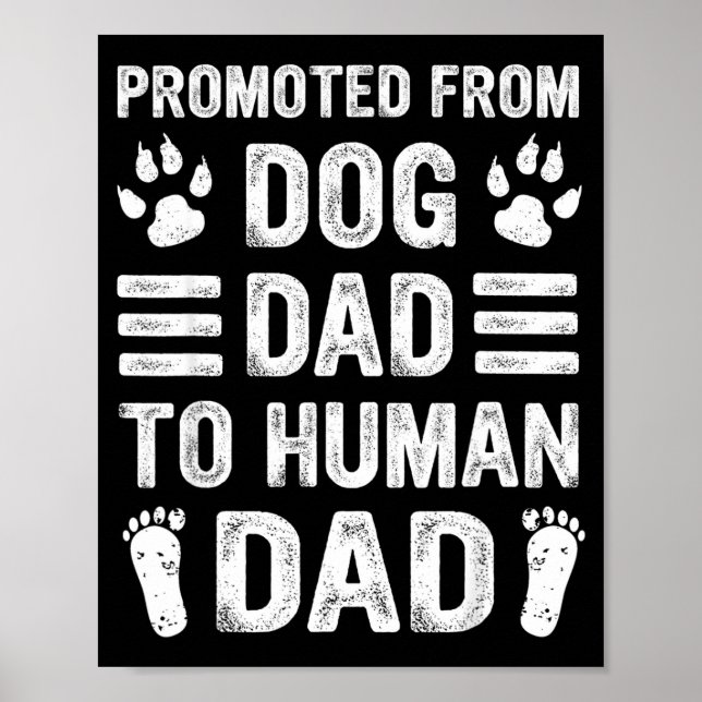 Mens Promoted From Dog Dad To Human Dad, Funny New Poster (Framsidan)