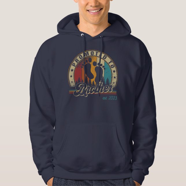 Mens Promoted to Brother Est 2023 First Time Hoodie (Framsida)