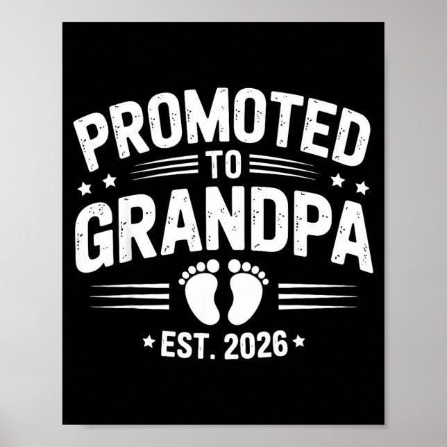 Mens Promoted To Grandpa Est 2026 New Grandpa Preg Poster (Framsidan)