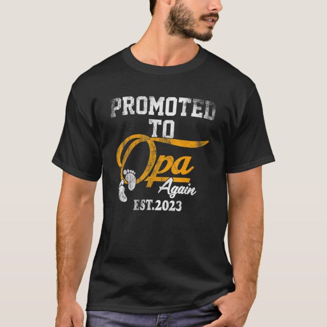 Mens Promoted To Opa Again 2023 Father's Day T Shirt (Framsida)