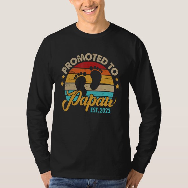 Mens Promoted to Papaw 2023 Father's Day  First Ti T Shirt (Framsida)