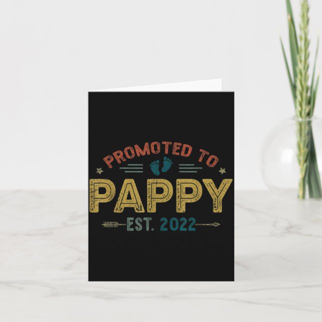 Mens Promoted To Pappy Est 2022 Funny New Pappy  Kort (Framsida)