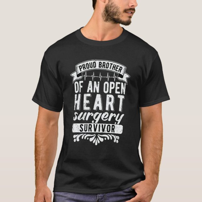 Mens Proud Brother Of An Open Heart Surgery Surviv T Shirt (Framsida)