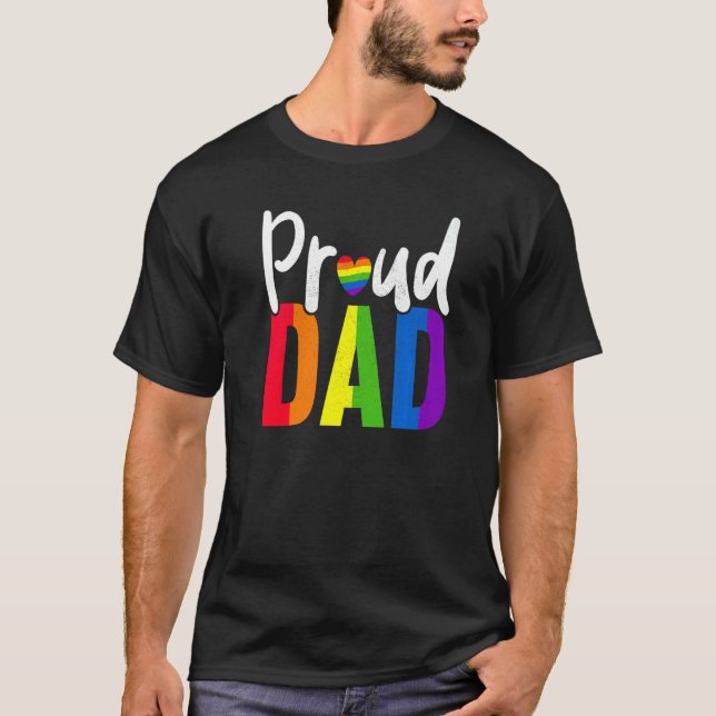 Mens Proud Dad Gay Proud LGBT Pride Month  Pride T Shirt (Framsida)