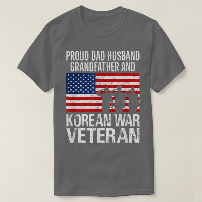 Mens Proud Dad Husband Grandfather and Korean War  T Shirt (Design framsida)