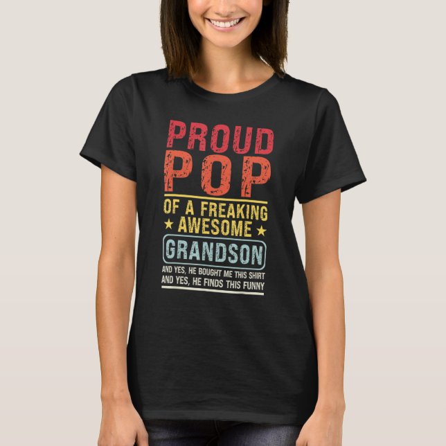 Mens Proud Pop Of A Grandson Pop & Grandson T Shirt (Framsida)