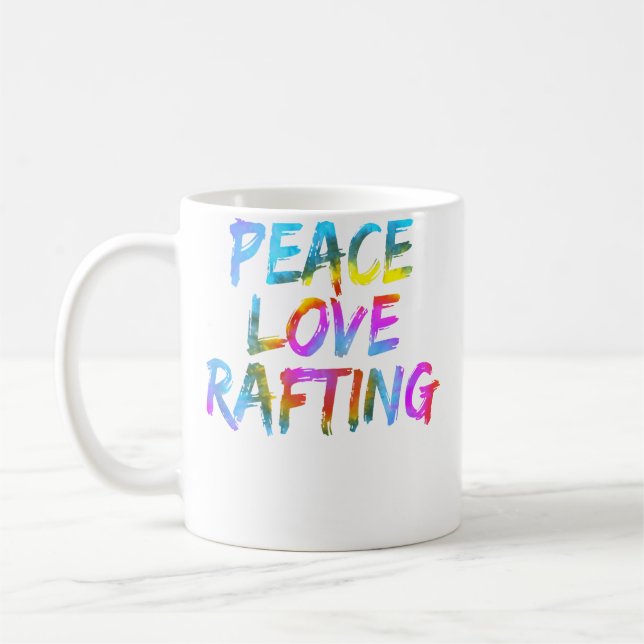 Mens Rafting Outfit Spruch Raftingboot Peace Love  Kaffemugg (Vänster)