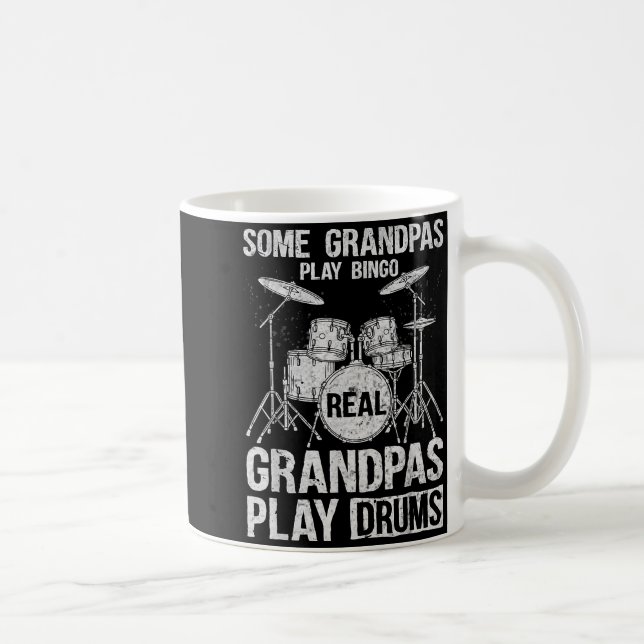 Mens Real Grandpa Play Drums Percussionist Drummer Kaffemugg (Höger)