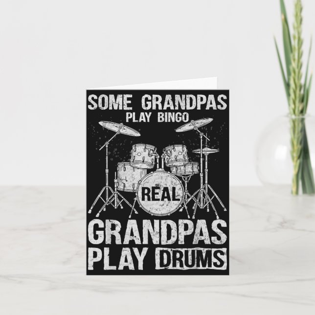 Mens Real Grandpa Play Drums Percussionist Drummer Kort (Framsida)