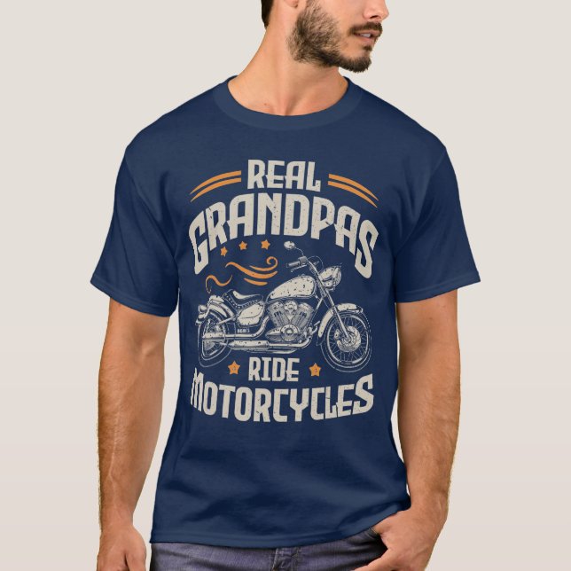Mens Real Grandpas Ride Motorcycles Funny Motorcyc T Shirt (Framsida)