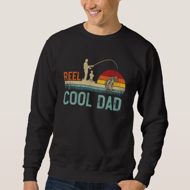 Mens Reel Cool Dad Fisherman Father's Day Funny Fi Lång Ärmad Tröja (Framsida)