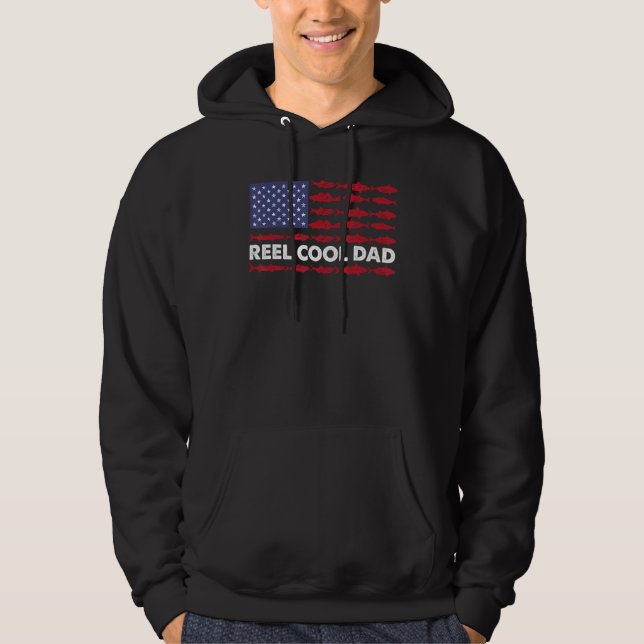 Mens REEL COOL DAD Fishing Father s Day  4th of Ju Hoodie (Framsida)