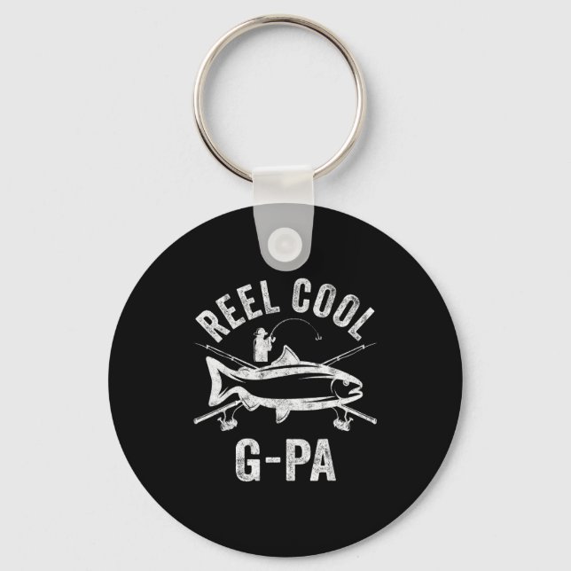 Mens Reel Cool G-pa Shirt Funny Fisherman Christma Nyckelring (Framsida)