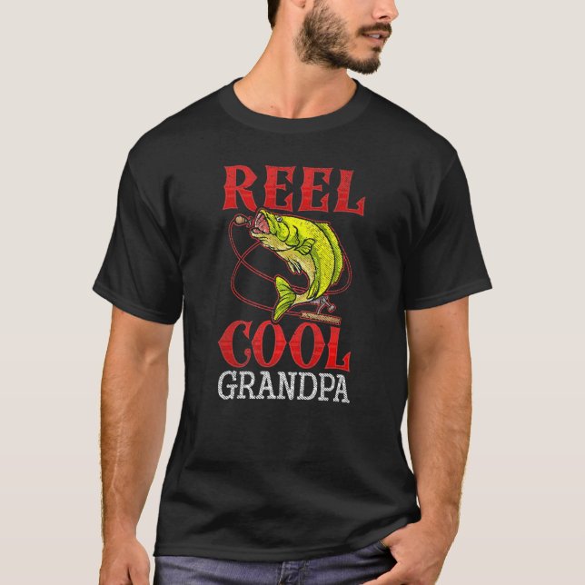 Mens Reel Cool Grandpa Shirt Funny Valentine Fathe T Shirt (Framsida)