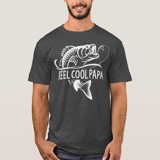 Mens Reel Cool Papa Fishing Dad Father's Day T Shirt (Framsida)