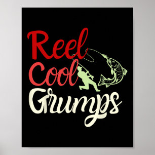 Mens Reel Coola Grumps Vintage Roligt Fiskande Pap Poster