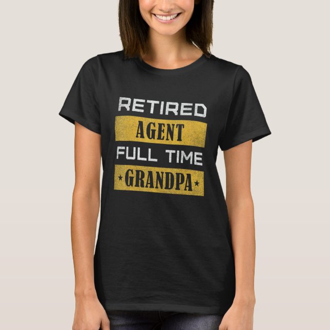 Mens Retired Agent Full Time Grandpa Retirement T Shirt (Framsida)