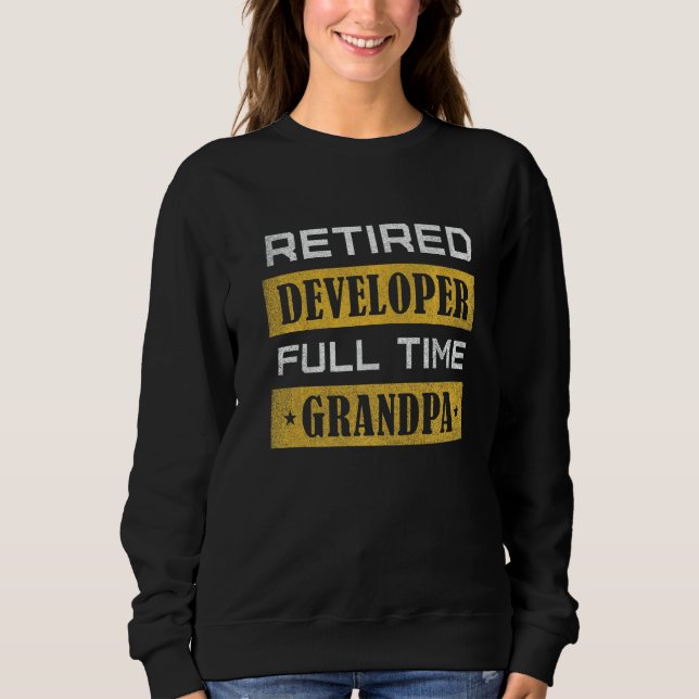Mens Retired Developer Full Time Grandpa Retiremen T Shirt (Framsida)