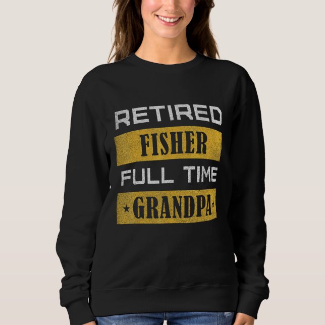 Mens Retired Fisher Full Time Grandpa Retirement T Shirt (Framsida)