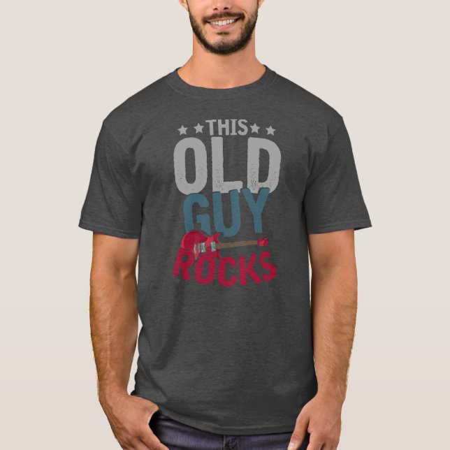 Mens Retired Guitarist Rock Music Guitar Player T Shirt (Framsida)