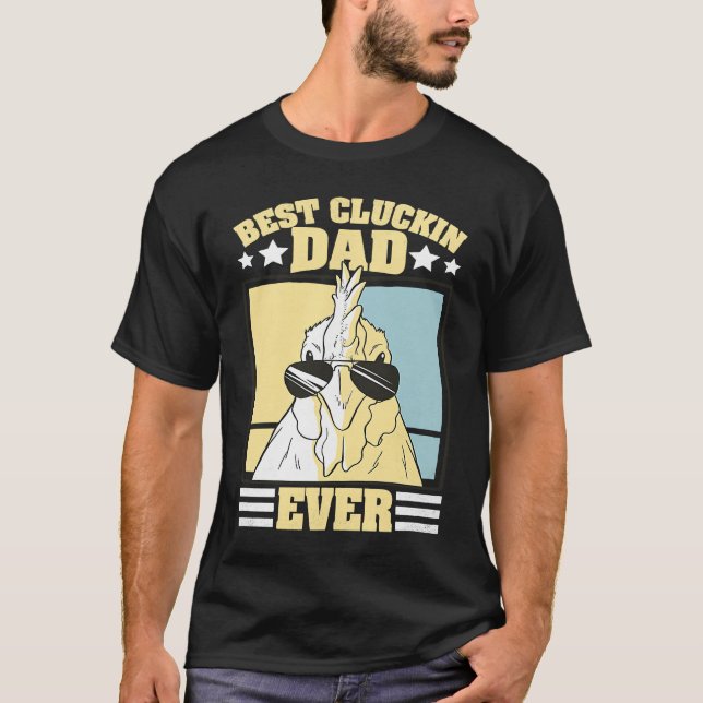 Mens Retro Best Cluckin Dad Ever Chicken Dad Roost T Shirt (Framsida)