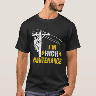 Mens Retro Electrician Lineman Journeyman I'm High T Shirt