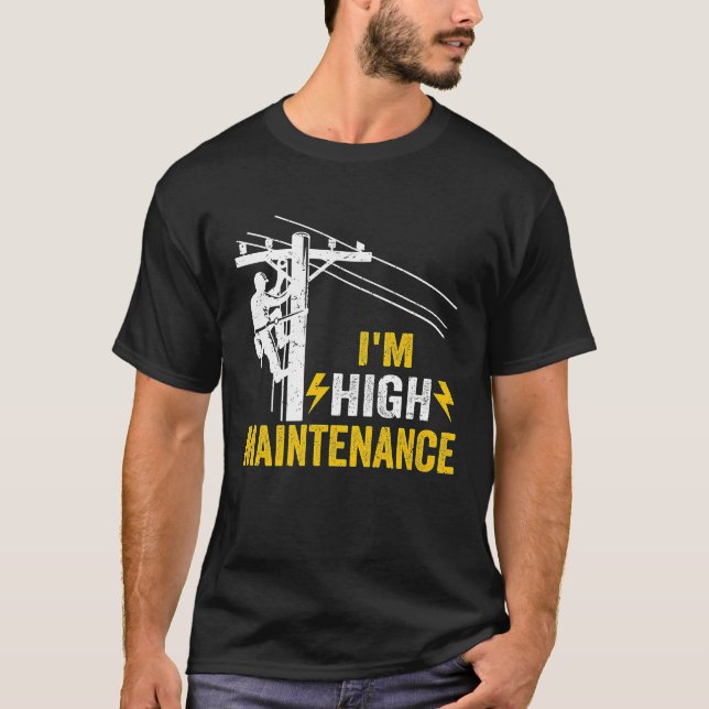 Mens Retro Electrician Lineman Journeyman I'm High T Shirt (Framsida)