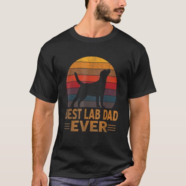 Mens Retro Labrador Dog Dad  Golden Black Lab Fath T Shirt (Framsida)