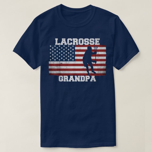 Mens Retro Lacrosse Grandpa American Flag Proud LA T Shirt (Design framsida)