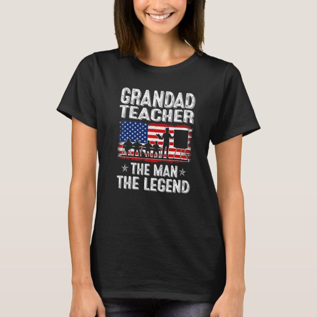 Mens Retro Us Flag Father's Day Grandad Teacher Th T Shirt (Framsida)