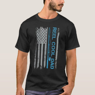 Mens riktigt cool pappa fiske amerikansk flagga pa t shirt