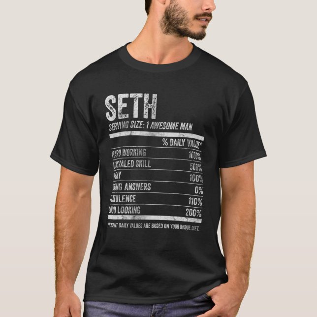 Mens Seth Nutrition Personalized Name Funny Name F T Shirt (Framsida)